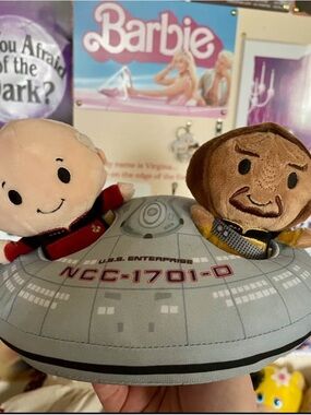 Hallmark Gray Plush U.S.S. Enterprise Toy Two Crew Plushies Star Trek Picard